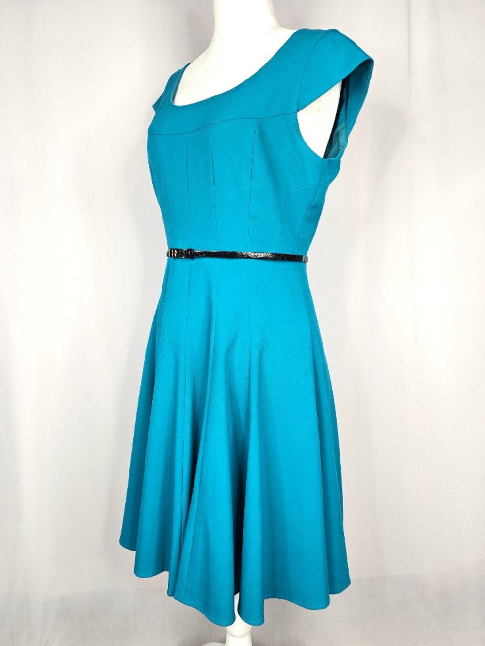 Calvin Klein | Teal Belted Fit & Flare Midi Dress | Size 6